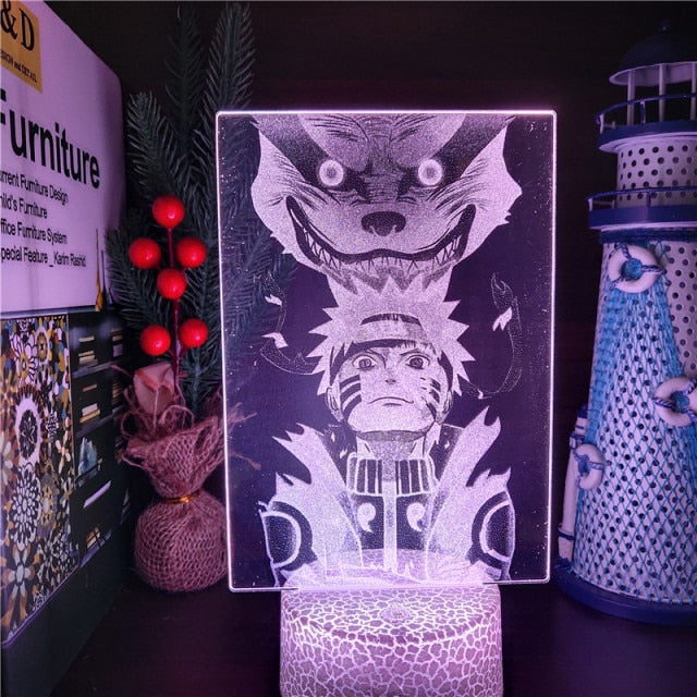 Lampe Naruto Uzumaki 3D Led Neon À Poser De Chevet ou Bureau Déco Manga