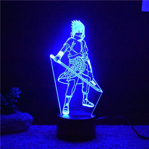 Lampe Sasuke Uchiwa Led Neon À Poser De Chevet ou Bureau Déco Manga Naruto